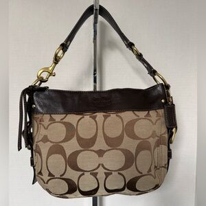 COACH F12657 Vintage ZOE Purse  Brown & Khaki Jacquard & Leather